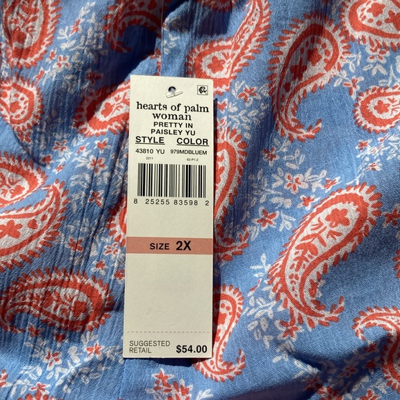 Hearts of Palm short paisley floral print pull on short cotton casual boho 2X - Picture 12 of 13